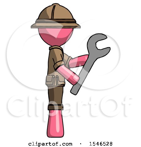 Pink Explorer Ranger Man Using Wrench Adjusting Something to Right by Leo Blanchette
