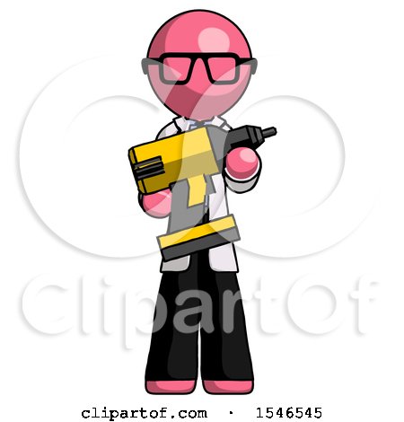 Pink Doctor Scientist Man Holding Large Drill by Leo Blanchette