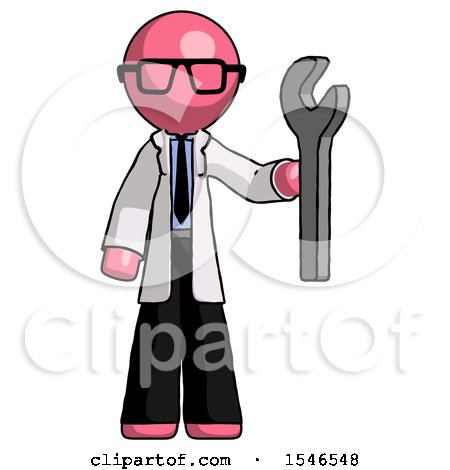 Pink Doctor Scientist Man Holding Wrench Ready to Repair or Work by Leo Blanchette
