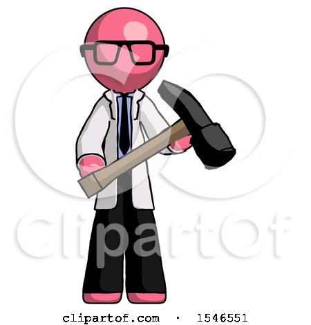 Pink Doctor Scientist Man Holding Hammer Ready to Work by Leo Blanchette