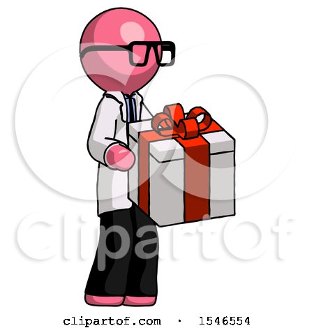 Pink Doctor Scientist Man Giving a Present by Leo Blanchette