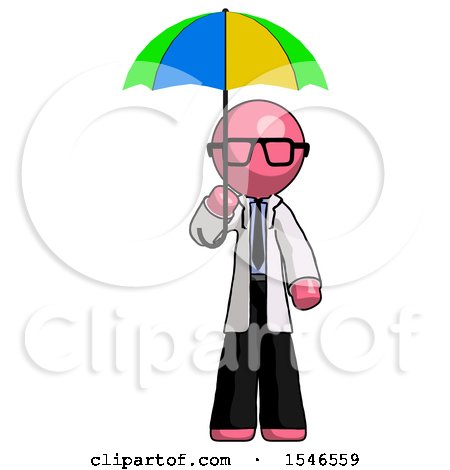 Pink Doctor Scientist Man Holding Umbrella Rainbow Colored by Leo Blanchette