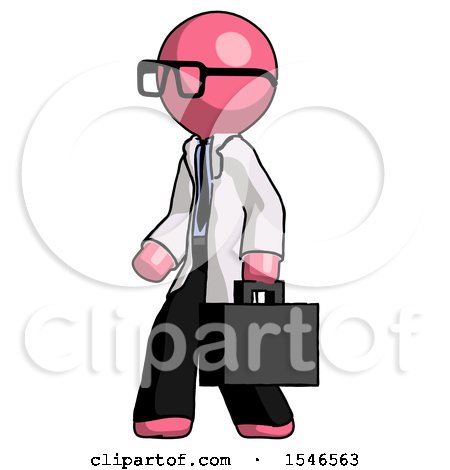 Pink Doctor Scientist Man Walking with Briefcase to the Left by Leo Blanchette