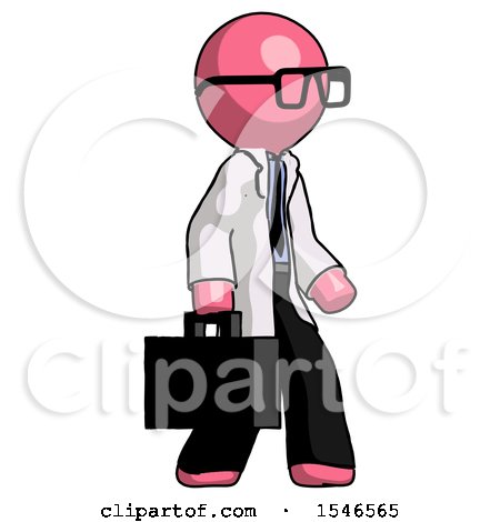 Pink Doctor Scientist Man Walking with Briefcase to the Right by Leo Blanchette