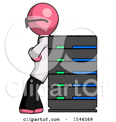 Pink Doctor Scientist Man Resting Against Server Rack by Leo Blanchette