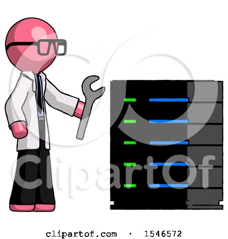 Pink Doctor Scientist Man Server Administrator Doing Repairs by Leo Blanchette