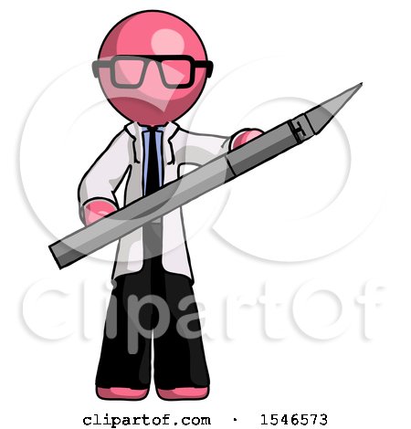 Pink Doctor Scientist Man Holding Large Scalpel by Leo Blanchette