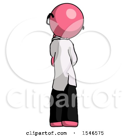 Pink Doctor Scientist Man Thinking, Wondering, or Pondering Rear View by Leo Blanchette