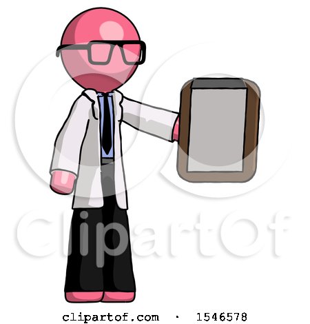 Pink Doctor Scientist Man Showing Clipboard to Viewer by Leo Blanchette