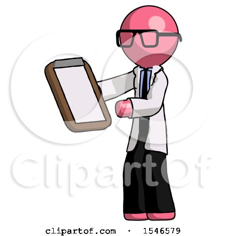 Pink Doctor Scientist Man Reviewing Stuff on Clipboard by Leo Blanchette