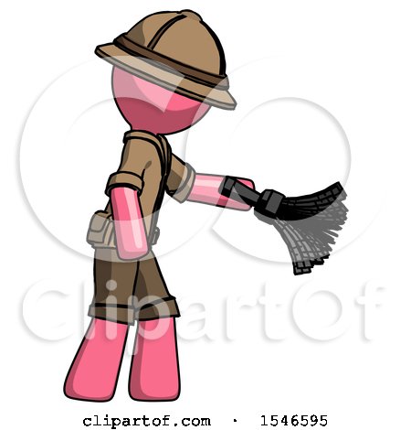 Pink Explorer Ranger Man Dusting with Feather Duster Downwards by Leo Blanchette
