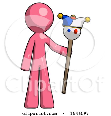 Pink Design Mascot Man Holding Jester Staff by Leo Blanchette