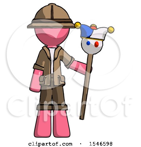 Pink Explorer Ranger Man Holding Jester Staff by Leo Blanchette