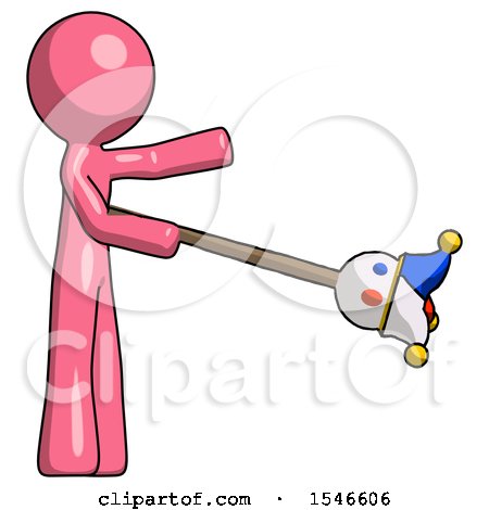 Pink Design Mascot Man Holding Jesterstaff - I Dub Thee Foolish Concept by Leo Blanchette