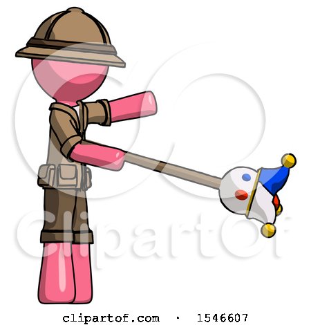 Pink Explorer Ranger Man Holding Jesterstaff - I Dub Thee Foolish Concept by Leo Blanchette