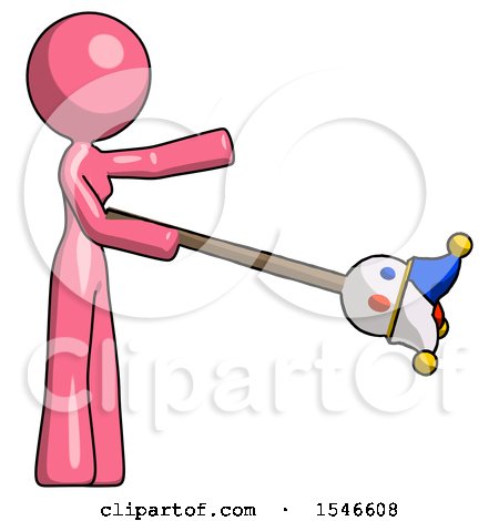 Pink Design Mascot Woman Holding Jesterstaff - I Dub Thee Foolish Concept by Leo Blanchette