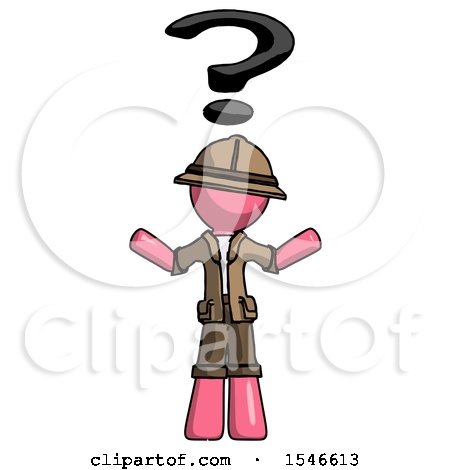 Pink Explorer Ranger Man with Question Mark Above Head, Confused by Leo Blanchette