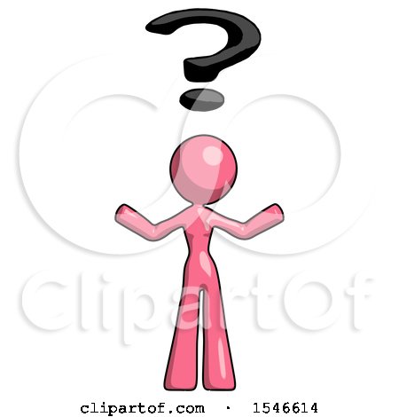 Pink Design Mascot Woman Question Mark Above Head, Confused by Leo Blanchette