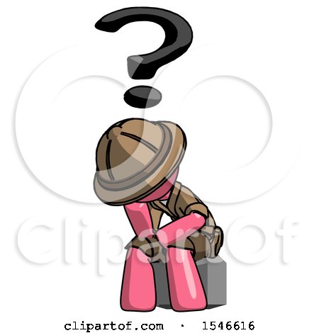 Pink Explorer Ranger Man Thinker Question Mark Concept by Leo Blanchette