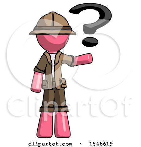 Pink Explorer Ranger Man Holding Question Mark to Right by Leo Blanchette