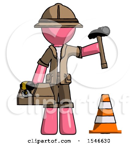 Pink Explorer Ranger Man Under Construction Concept, Traffic Cone and Tools by Leo Blanchette