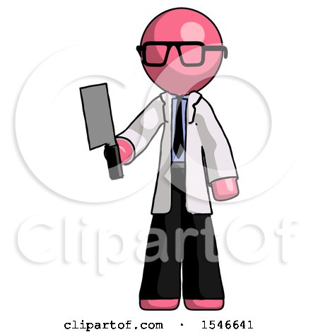Pink Doctor Scientist Man Holding Meat Cleaver by Leo Blanchette
