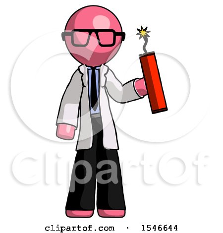 Pink Doctor Scientist Man Holding Dynamite with Fuse Lit by Leo Blanchette