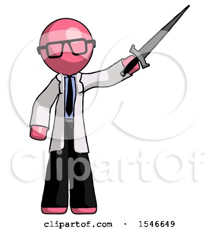 Pink Doctor Scientist Man Holding Sword in the Air Victoriously by Leo Blanchette