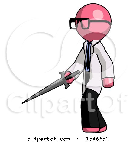 Pink Doctor Scientist Man with Sword Walking Confidently by Leo Blanchette
