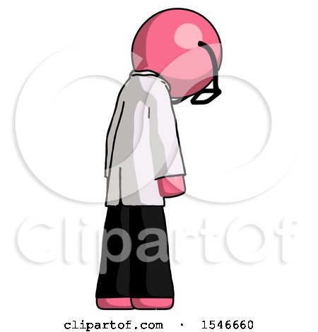 Pink Doctor Scientist Man Depressed with Head Down, Back to Viewer, Right by Leo Blanchette