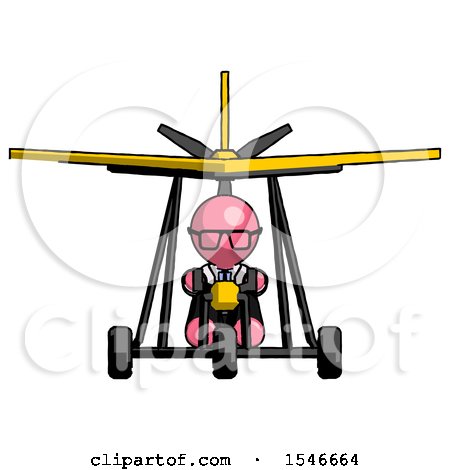 Pink Doctor Scientist Man in Ultralight Aircraft Front View by Leo Blanchette