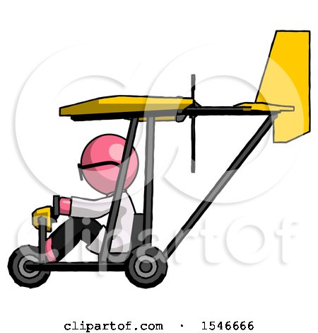 Pink Doctor Scientist Man in Ultralight Aircraft Side View by Leo Blanchette