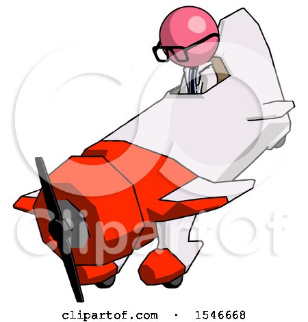 Pink Doctor Scientist Man in Geebee Stunt Plane Descending View by Leo Blanchette
