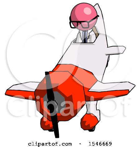 Pink Doctor Scientist Man in Geebee Stunt Plane Descending Front Angle View by Leo Blanchette