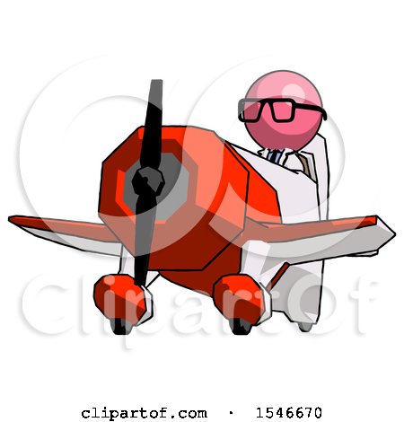 Pink Doctor Scientist Man Flying in Geebee Stunt Plane Viewed from Below by Leo Blanchette