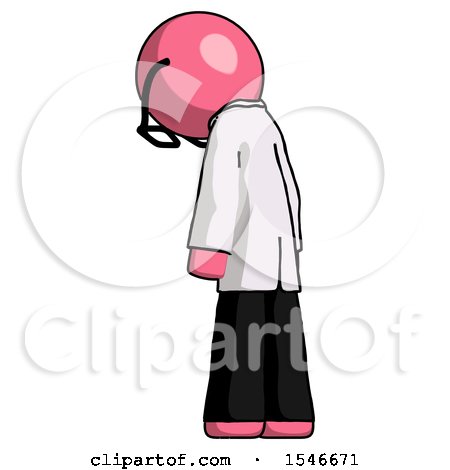 Pink Doctor Scientist Man Depressed with Head Down, Back to Viewer, Left by Leo Blanchette