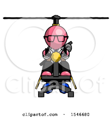 Pink Doctor Scientist Man Flying in Gyrocopter Front View by Leo Blanchette