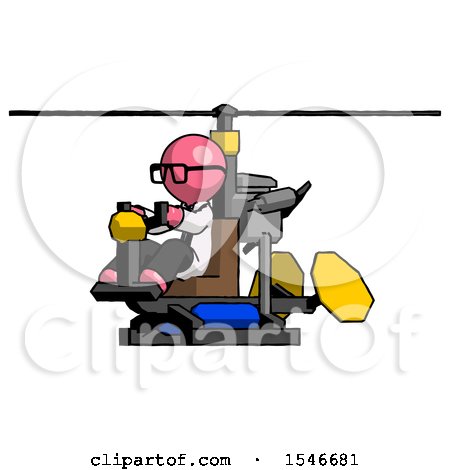 Pink Doctor Scientist Man Flying in Gyrocopter Front Side Angle View by Leo Blanchette