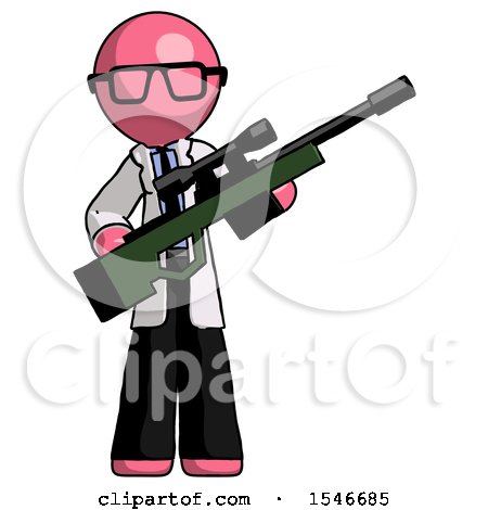 Pink Doctor Scientist Man Holding Sniper Rifle Gun by Leo Blanchette