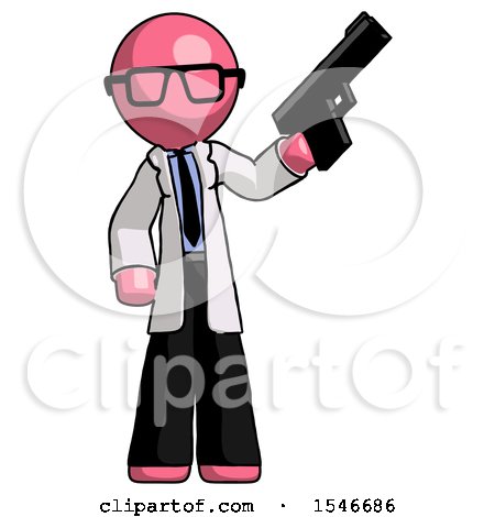 Pink Doctor Scientist Man Holding Handgun by Leo Blanchette
