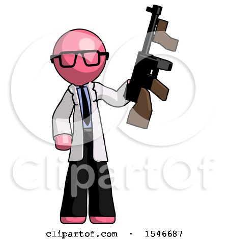 Pink Doctor Scientist Man Holding Tommygun by Leo Blanchette