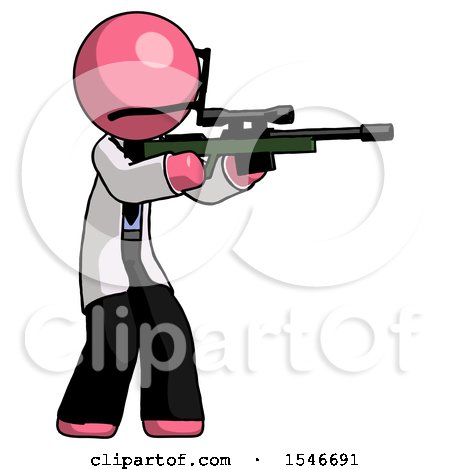 Pink Doctor Scientist Man Shooting Sniper Rifle by Leo Blanchette