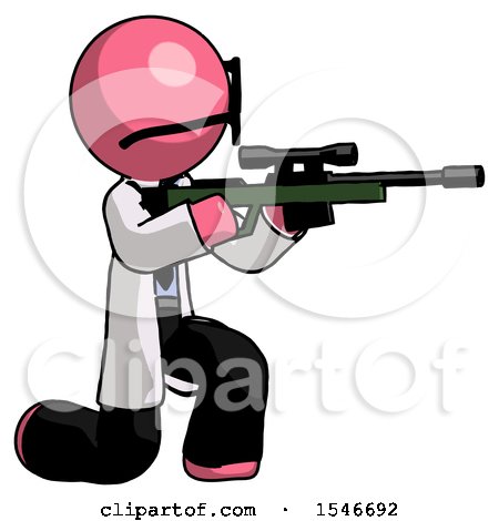 Pink Doctor Scientist Man Kneeling Shooting Sniper Rifle by Leo Blanchette