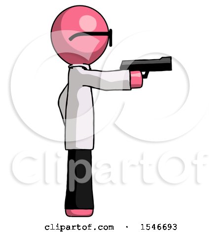 Pink Doctor Scientist Man Firing a Handgun by Leo Blanchette
