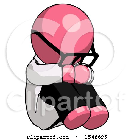 Pink Doctor Scientist Man Sitting with Head down Facing Angle Right by Leo Blanchette