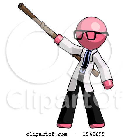 Pink Doctor Scientist Man Bo Staff Pointing up Pose by Leo Blanchette