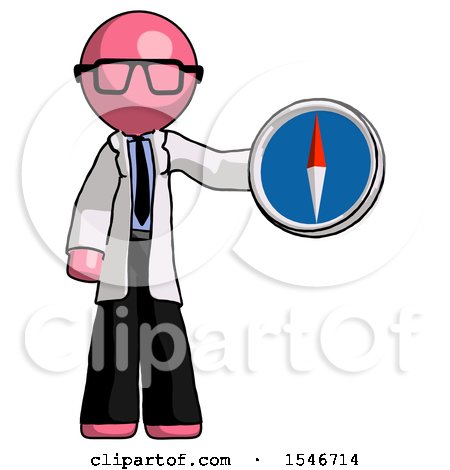 Pink Doctor Scientist Man Holding a Large Compass by Leo Blanchette