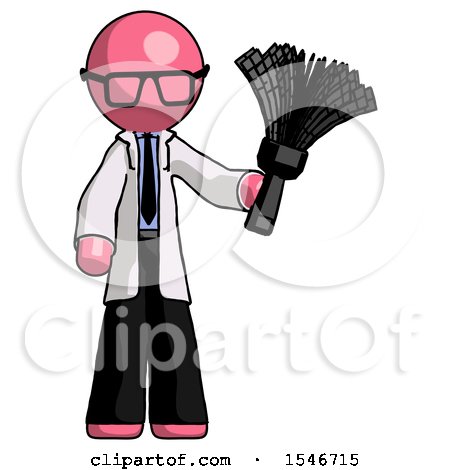 Pink Doctor Scientist Man Holding Feather Duster Facing Forward by Leo Blanchette