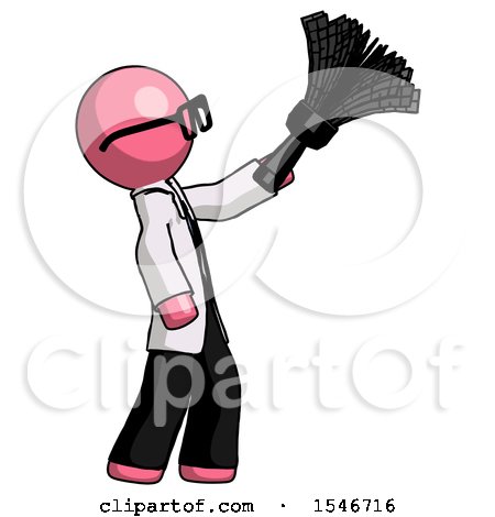 Pink Doctor Scientist Man Dusting with Feather Duster Upwards by Leo Blanchette