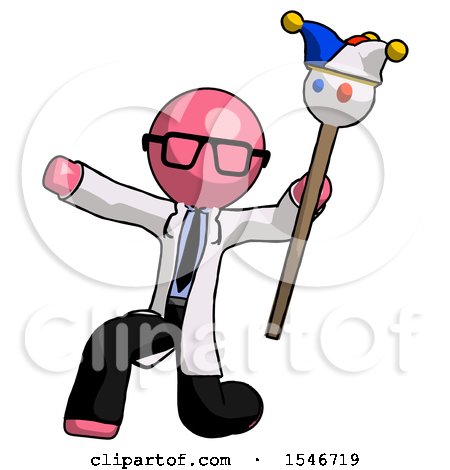 Pink Doctor Scientist Man Holding Jester Staff Posing Charismatically by Leo Blanchette
